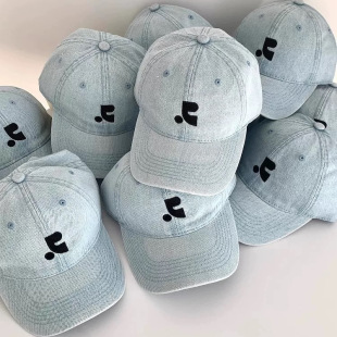 韩国设计师RR杨超越同款水洗做旧牛仔蓝棒球帽显脸小鸭舌帽遮阳帽
