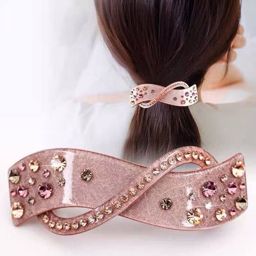 夹子头饰韩国弹簧优雅水钻