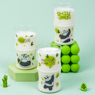 新款正版wbb咱们裸熊竹节玻璃杯卡通动物系列家用可爱胖达杯子