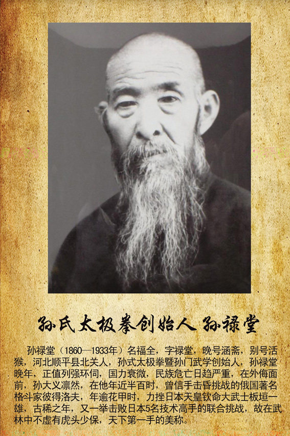 孙氏太极拳宗师孙禄堂像 太极拳大师 太极形意八卦宗师武馆装饰画