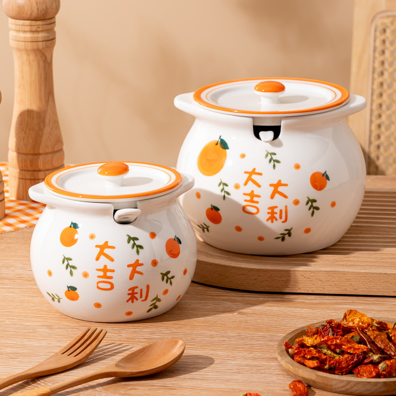 大吉大利陶瓷猪油罐家用耐高温
