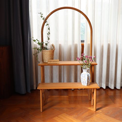 小钟 绿野梯缅甸柚木花架置物架阳台落地阶梯式客厅花盆架