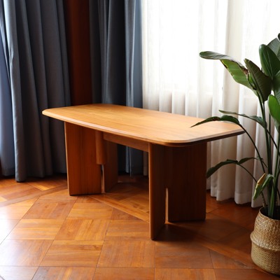 小钟 蝴蝶大板桌缅甸柚木实木多功能茶桌书桌榫卯原木简约