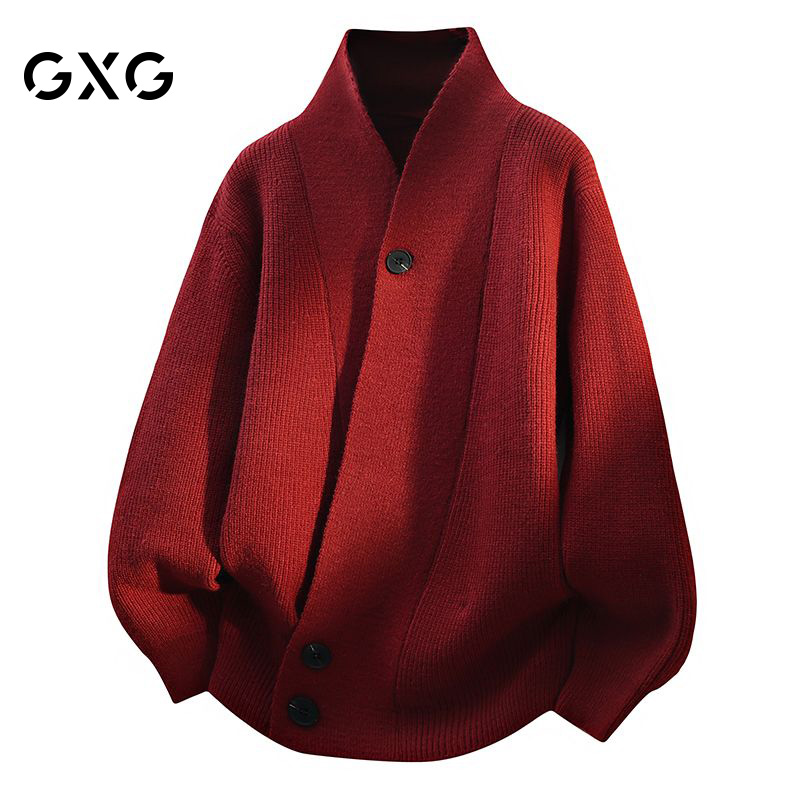 GXG高端青果领保暖针织衫外套男