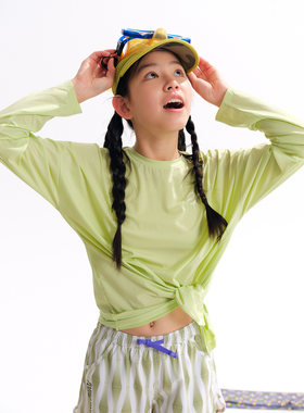 chopiyopi【纸片皮】女童彩线开衩长袖罩衫防晒T恤速干沙滩上衣