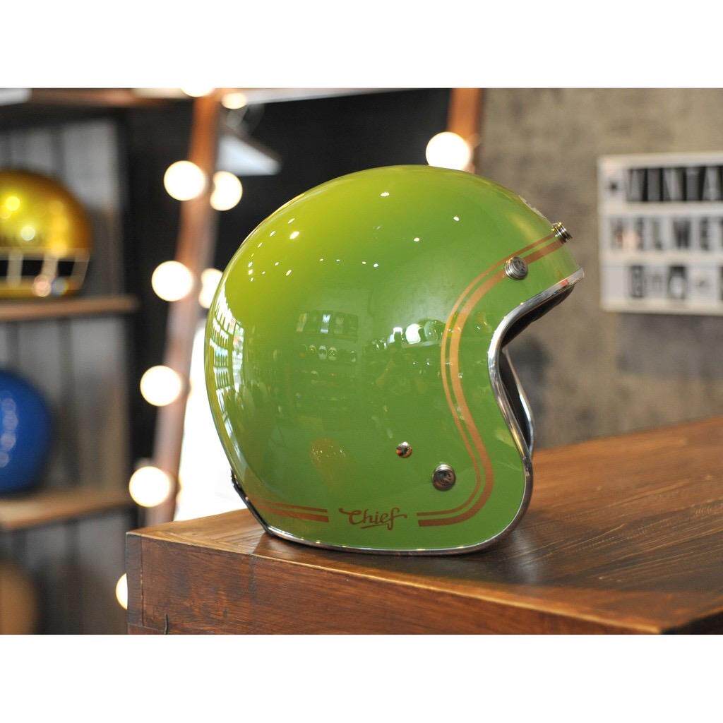 高档台湾chief头盔 金边系列 复古盔3/4 哈雷情侣半盔姜戈摩托车