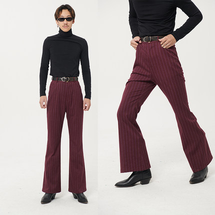 PUBLICRADIO｜70年代美国传统喇叭裤羊绒复古条纹男女高腰修身