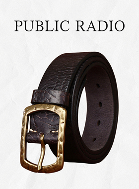 PUBLIC RADIO｜美式西部复古冰裂纹古铜扣加厚头层牛皮腰带男款