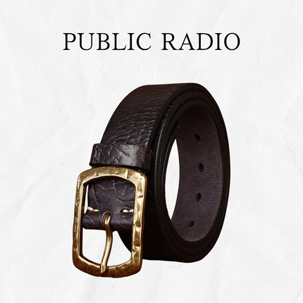 PUBLIC RADIO｜美式西部复古冰裂纹古铜扣加厚头层牛皮腰带男款