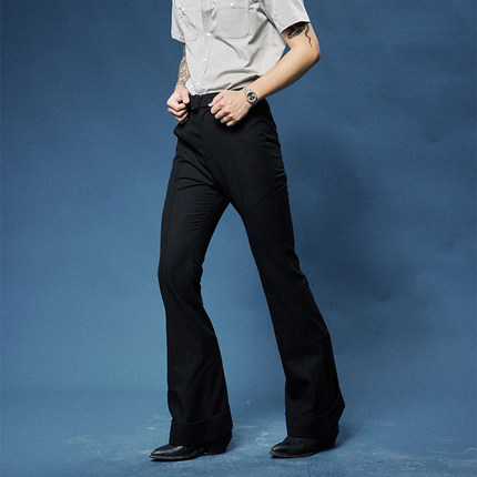 PUBLIC RADIO｜美式复古嬉皮士男女休闲高腰修身喇叭裤羊绒质感