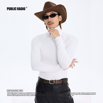 PUBLIC RADIO｜Tokyo 80s 高弹性复古长袖高领羊绒毛衣保暖打底