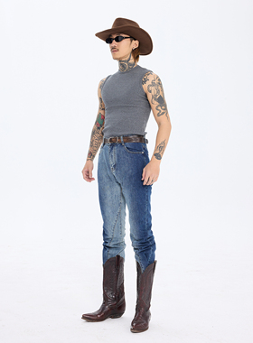 PUBLIC RADIO｜Tokyo Commuter Cowboy 拼接水洗重磅牛仔微喇叭裤