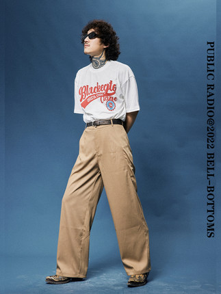 PUBLIC RADIO 美式复古阔腿拼接西裤VINTAGE日系工装宽松面料