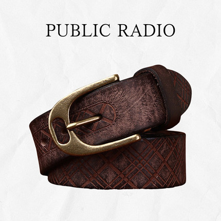 PUBLIC RADIO｜西部真皮腰带远古图腾复古男士狂野美式头层牛皮