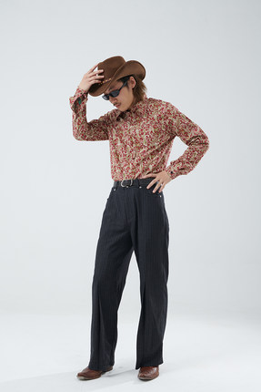 PUBLIC RADIO公共电波美式复古西部牛仔嬉皮男女印花长袖尖领衬衫