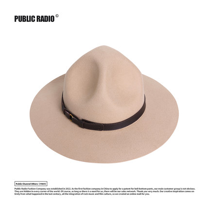 PUBLIC RADIO | 西部荒野骑警帽子平帽檐教官帽硬顶定型进口礼帽