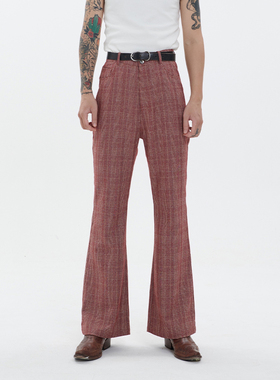 PUBLIC RADIO | 60s美式复古格纹摇滚乐手高腰喇叭裤嬉皮士西部