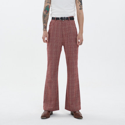 PUBLIC RADIO | 60s美式复古格纹摇滚乐手高腰喇叭裤嬉皮士西部