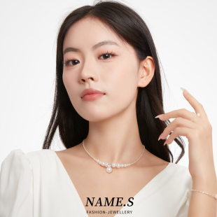 S925纯银女王款 方糖家高级感生日礼物送女友 碎银子珍珠项链女款