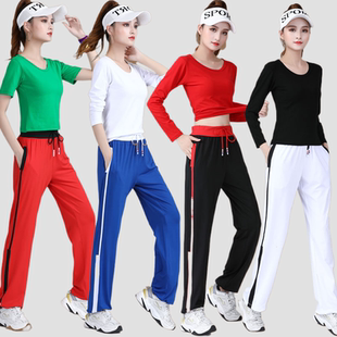 纯棉曳步舞速干时尚 套装 大妈跳舞衣服 女夏季 杨丽萍广场舞运动服装