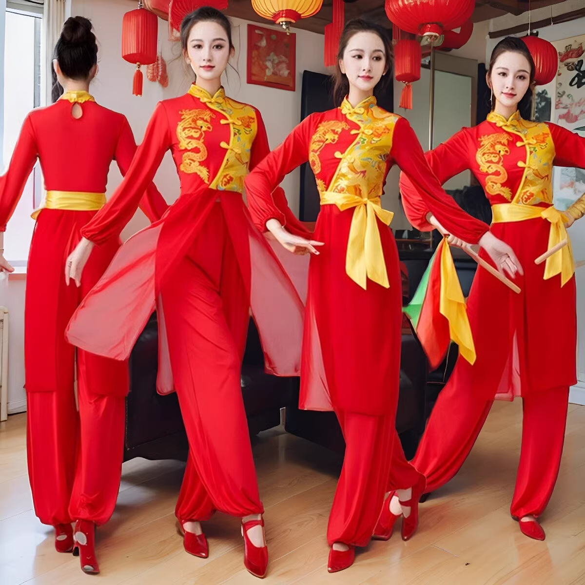 广场舞服装新款龙纹女古典舞民族舞蹈中国风表演服套装打鼓演出服