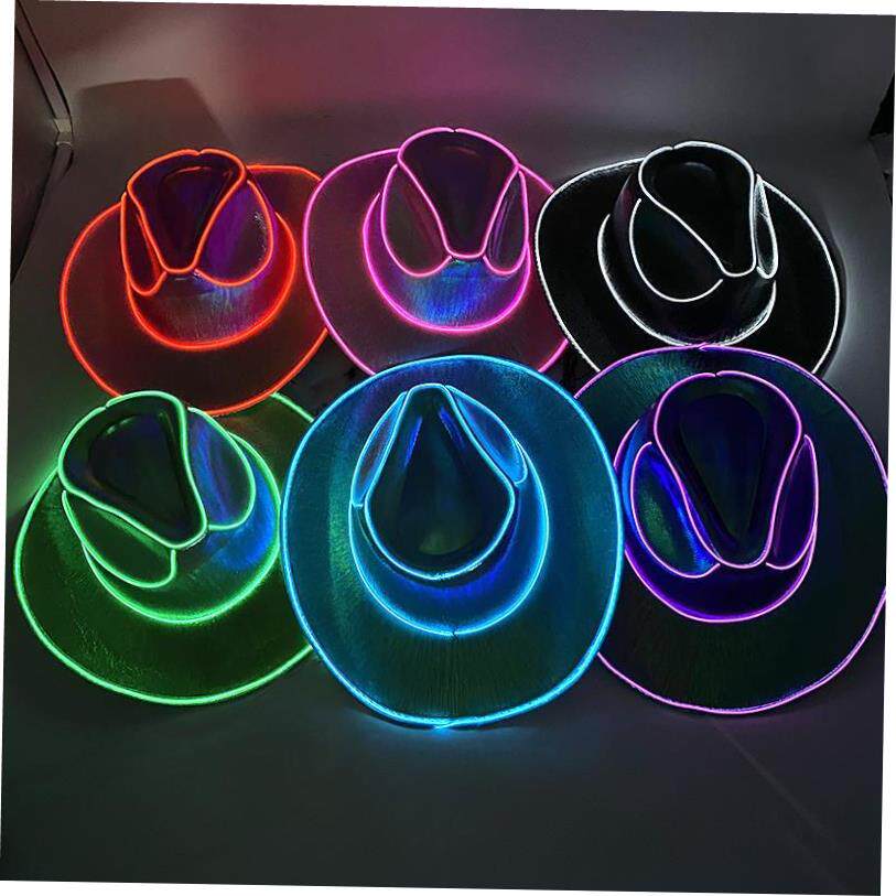 Wireless Disco Luminous Led Bride Cowgirl Hat Glowing Light