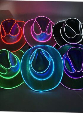 Wireless Disco Luminous Led Bride Cowgirl Hat Glowing Light