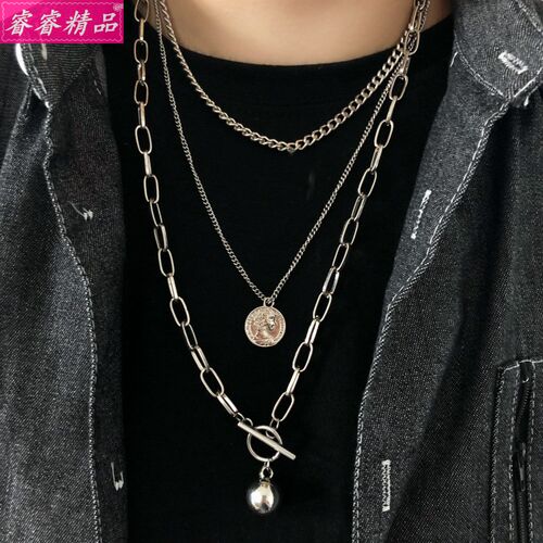 Hip-op multi-layer men women trend personality necklace