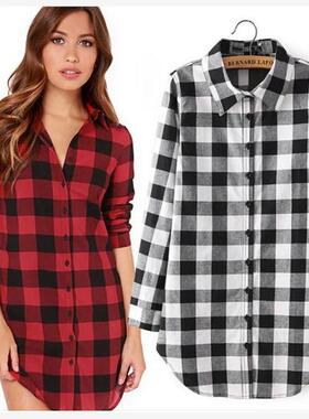 Women Plaid Winter Autumn Blouse Tops Girls Casual Shirts 女