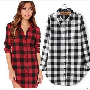 Women Plaid Winter Autumn Blouse Tops Girls Casual Shirts 女