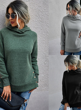 Autumn winter ooded jacket blouse sweater 高领女上衣卫衣