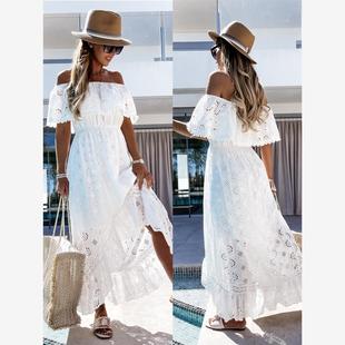 dress dresses Lace 蕾丝裙 beach Long shoulder sexy word