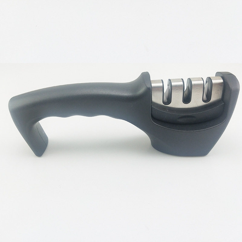 家用快速磨刀器 厨房钨钢三段磨刀石 多功能手持陶瓷三段磨刀