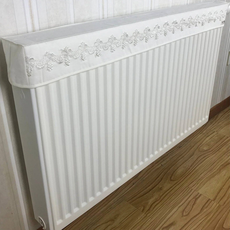 新品暖气片罩布艺暖气布艺防尘罩防熏黑棉帆布白色罩子简约防尘罩