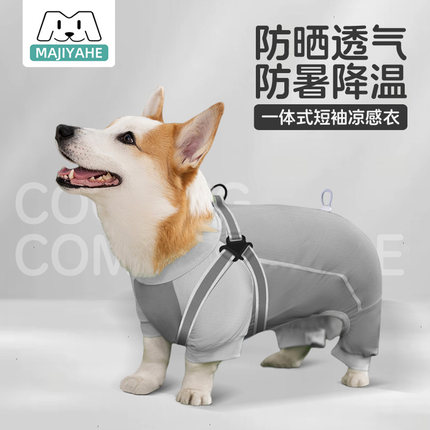 MAJIYAHE韩国狗狗凉凉衣夏季可牵引胸背薄款小型柯基宠物防晒衣服