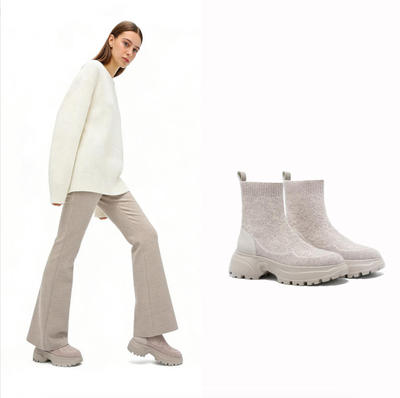 DEAL 得乐【防水羊毛短靴】圆头时装弹力短靴2E46310