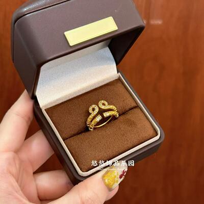 沙金点钻黄金色紧箍咒金箍棒戒指男女款轻奢小众设计感开口可调节