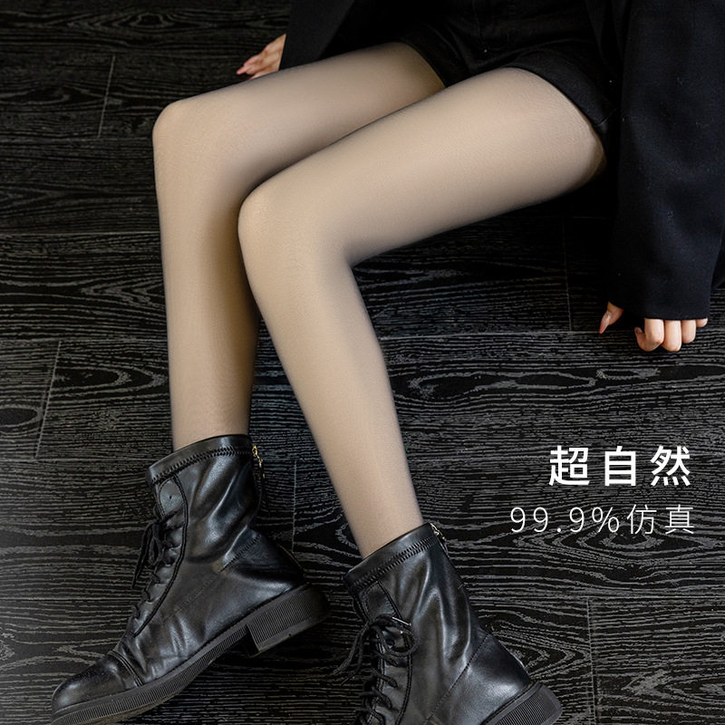 新品黑丝秋冬光腿袜女加绒加厚连裤袜双层丝袜黑色冬假透肉打底裤