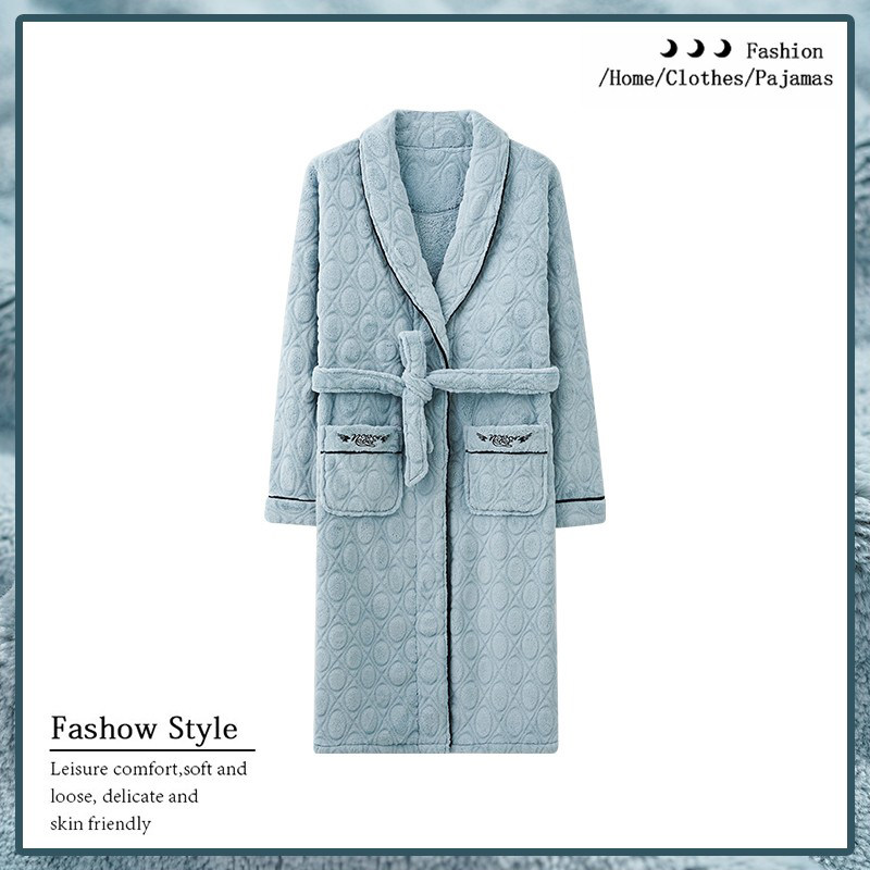 WINTER NEW FLANNEL NIGHTGOWN WOMENS THICKENED CORAL VELVET PAJAMAS AUTUMN AND WINTER BATHROBES MIDDLE-AGED PEOPLE FLEECE LOUNGEWEAR