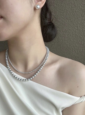 源140+！现99！八字扣双层珍珠项链  真正施家珍珠 精致又贵气