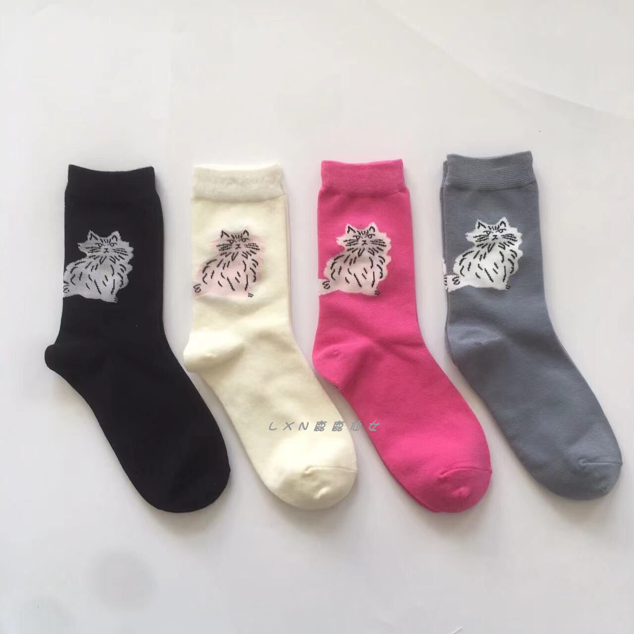 星璀璨袜子女中筒袜ins潮网红款可爱卡通小熊图案春秋款长袜