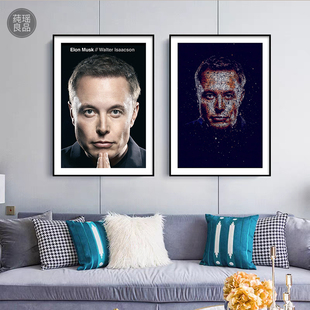 Elon Musk埃隆马斯克海报装饰画客厅书房酒店办公室企业家挂画