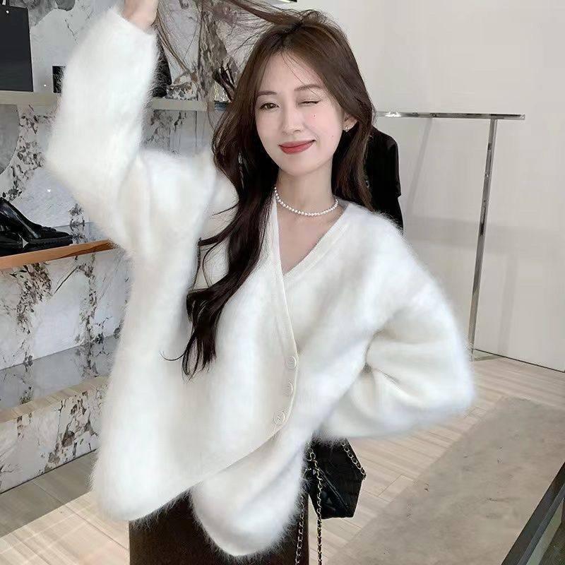 茸茸毛衣外套女2025秋冬季新款不规则设计感宽松款长袖开衫上衣,女装/女士精品,毛针织衫,淘宝优惠券,粉丝福利购,淘宝优惠卷