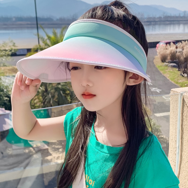 大帽檐空頂遮陽帽漸變男女童