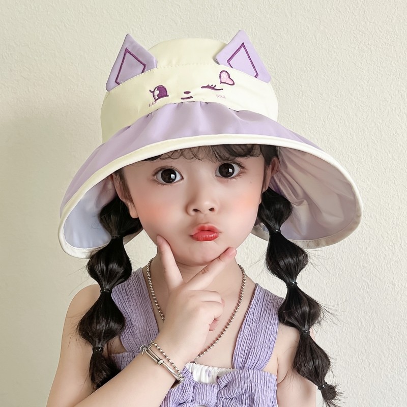儿童防晒帽子大檐夏季女童防紫外线空顶遮阳帽男童薄款宝宝太阳帽