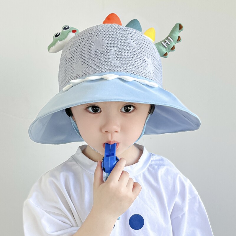 儿童防晒帽夏季大帽簷卡通幼儿园网眼男女童抗UV太阳宝宝遮阳帽