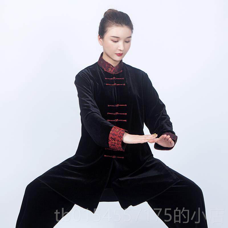 正品小极和山太服女新款20加24高端金丝绒太极拳功练服男秋冬季厚
