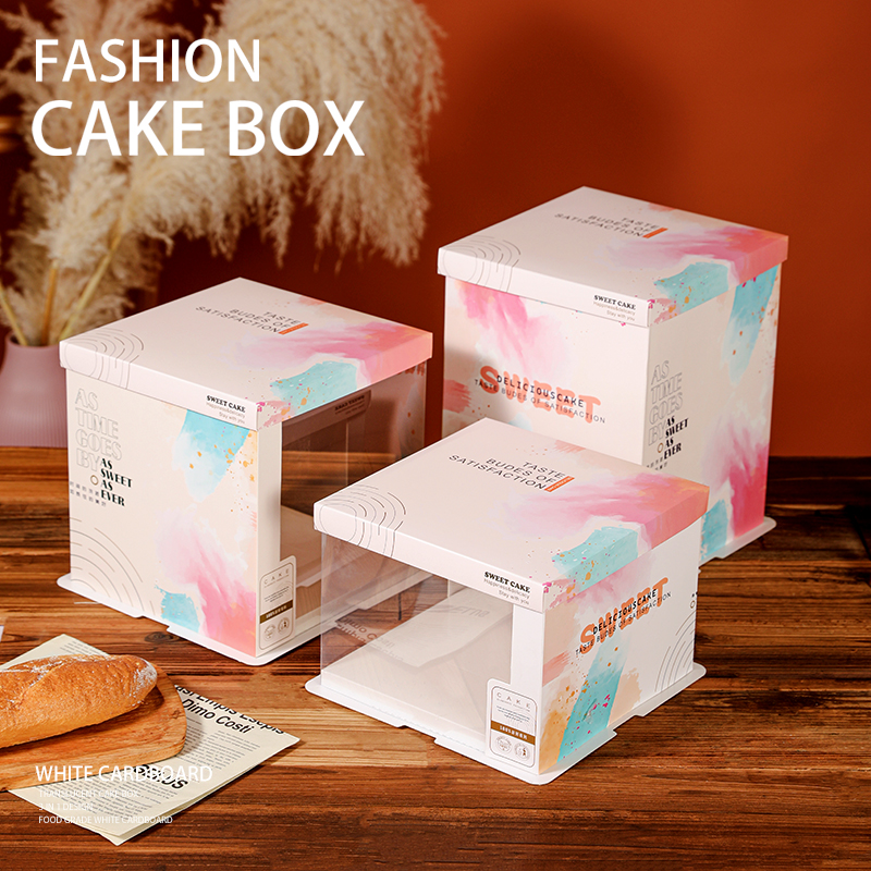 半透明蛋糕盒子包装盒4四寸6六8八1012寸网红生日双层加高烘焙盒N