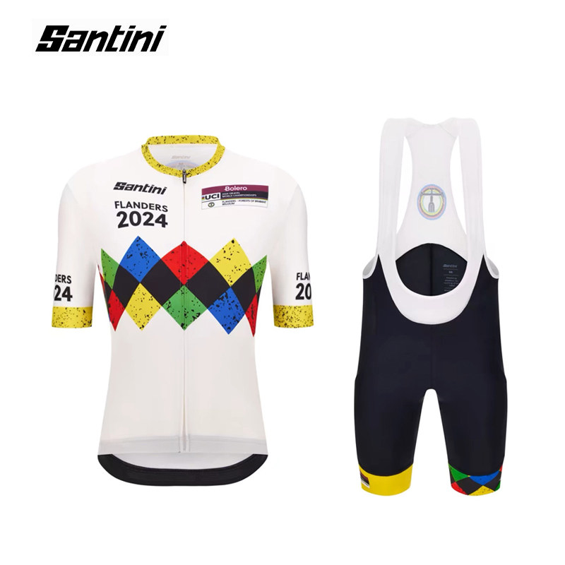 Santini UCI砾石世界锦标赛短袖骑行服背带裤