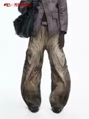 PERSONSOUL* Villus Stain Jeans with Distressed Faded 3D Structure